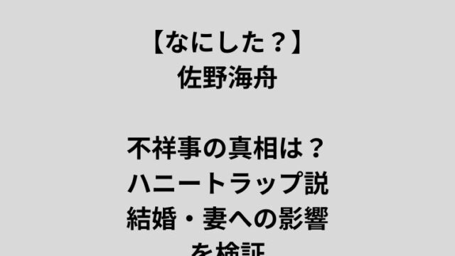佐野海舟の不祥事やハニートラップ説、結婚・妻への影響を解説する記事アイキャッチ画像