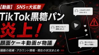 TikTokで話題となった黒糖パン炎上騒動と顔面ケーキ動画を解説するイメージ画像